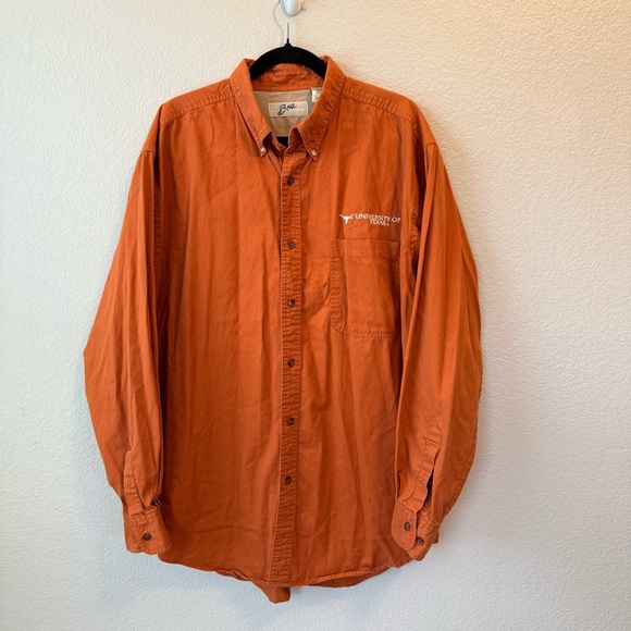Boa By Blue Dolphin Designs Mens XL Orange Button Down Shirt University Of Texas - Picture 1 of 7